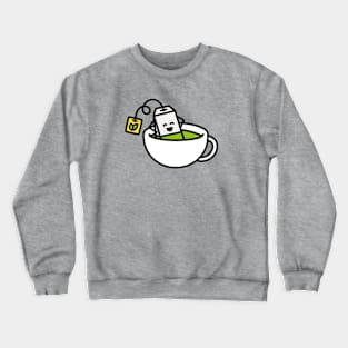 Funny Green tea Matcha tea bag in teacup bath Yoga Crewneck Sweatshirt